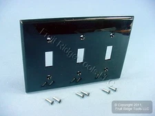 Leviton 80711-E Black 3-Gang Toggle Unbreakable Nylon Standard Wallplate Cover