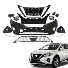 Front Bumper Cover Kit W/Grille/Fog Light/Trim For Nissan Murano 2019-2023 2024