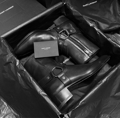 SAINT LAURENT Classic Wyatt Harness Boots BLACK EUR39 | eBay