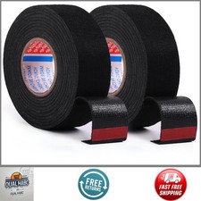 2 Rolls Black Wire Harness Cloth Tape 15mm x 50Ft Noise Heat Proof Automotive