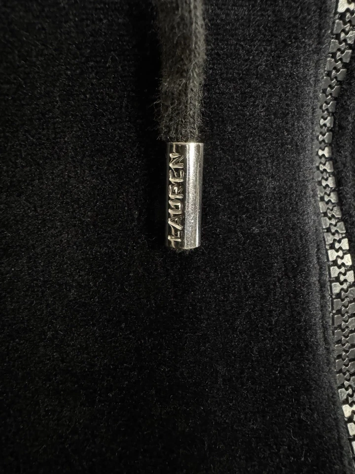 Lauren Ralph Lauren Hooded Sweatshirt Jacket Full Zip Black Velvet Velour Sz 1X - Image 4 of 4