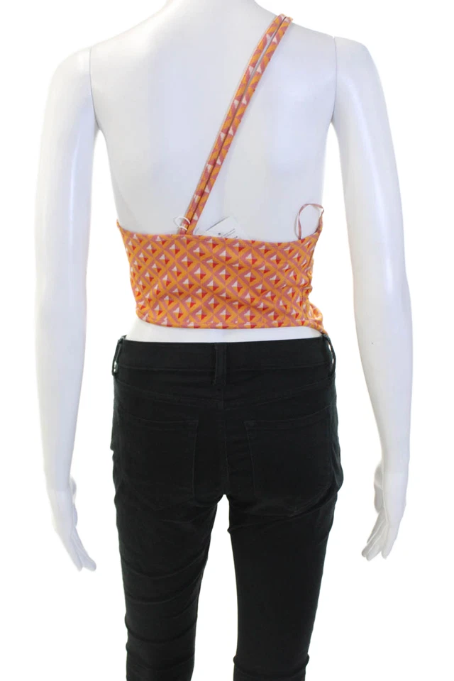 Camiseta sin mangas corta Zara para mujer naranja mezcla de algodón azteca cremallera talla L Foto 3 de 4