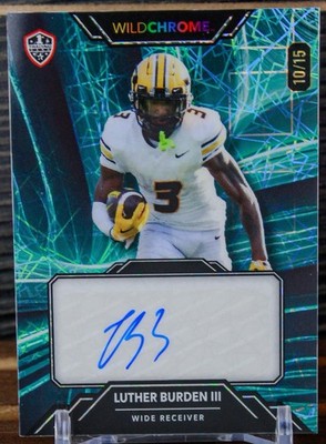 2023 WildChrome Luther Burden III AUTO /15 Aqua Laser #WCL-A Chicago Bears
