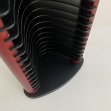 Vintage Atlantic Style 20 CD Storage Tower Black & Red Wood Media Rack Y2K 90s