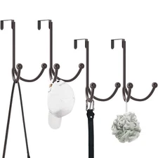 4Packs Over The Door Double Hanger Hooks Metal Twin Hooks Organizer for Hangi...