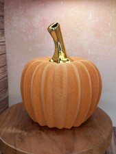 TK Maxx Velvet Flock Light Orange Pumpkin Halloween Brand New 