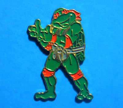 TEENAGE MUTANT NINJA TURTLES - MICHELANGELO - TWO THUMBS UP - VINTAGE 1990 PIN