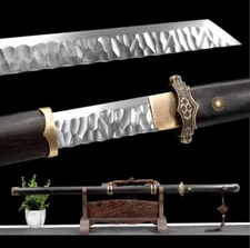 Sharp Folded Damascus Blade Kung Fu Sword Wushu Tang Dao Ebony Scabbard Handmade
