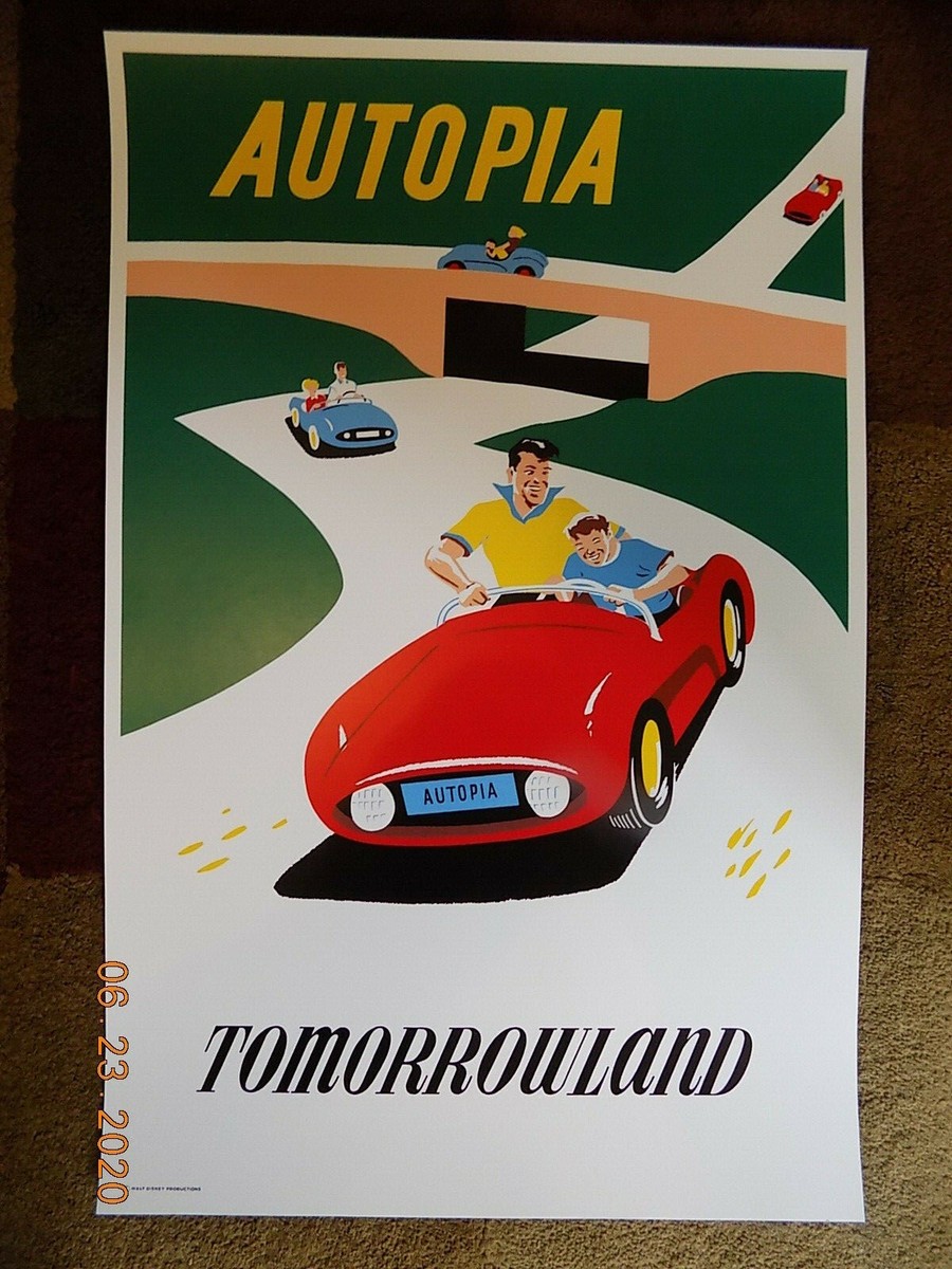 1955 Disneyland Autopia Tomorrowland Poster 11 x 17 Bjorn Aronson