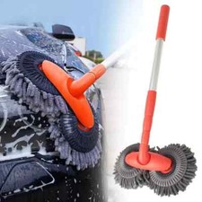 Car Wash Mop Double Brush Head 360° Rotation Telescopic Mop Roof Window Clean UK