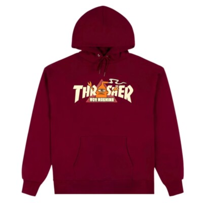 Thrasher x Toy Machine Vortex Hoodie Sweatshirt Maroon