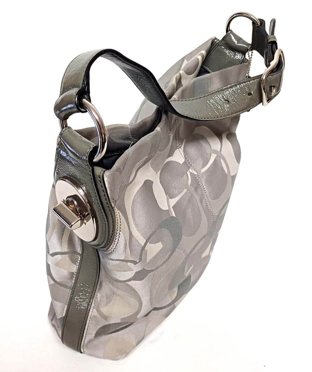 COACH SIGNATURE OPTIC PENELOPE GRAY JACQUARD HOBO SHOULDER HANDBAG