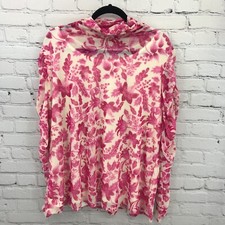 Susan Graver Top Womens 2X Pink Sheer Floral ...