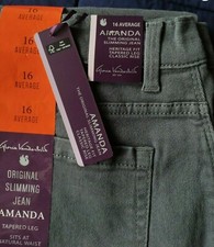 NWT Women's GLORIA VANDERBILT AMANDA JEANS Gray Size 16 Classic Rise Tapered Leg