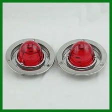 Watermelon Red LED Light Stainless Steel Flange Mount Semi Trucks -Set of 2