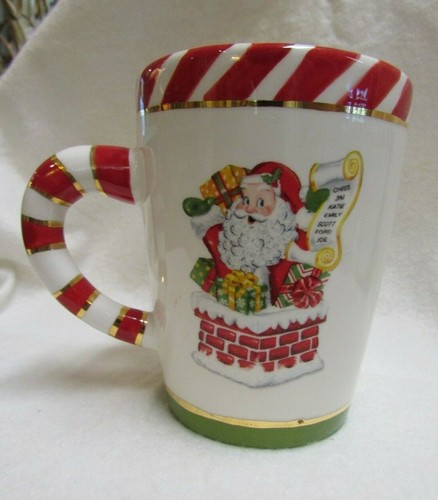 Taza de Navidad Christopher Radko Santa in Chimenea, hogar para las vacaciones, NUEVA - Imagen 2 de 4