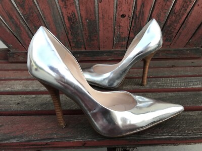 MiRRoR siLVeR Pointy Toe CARRIE Stiletto Heels PUMP GuESS METALLIC  Leather