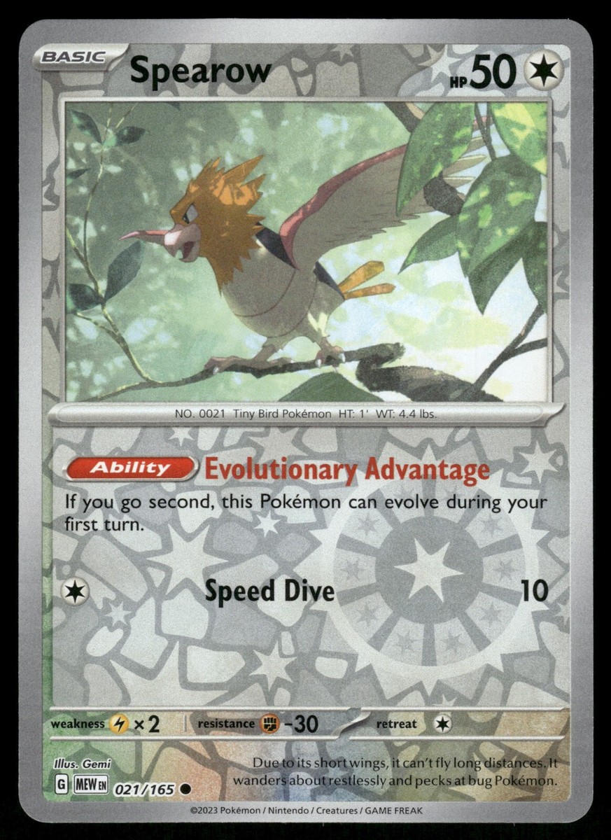 spearow pokemon card | 1999 JUNGLE this Pokemon can evolve during your first turn Spearow Reverse Holo NM 021/165