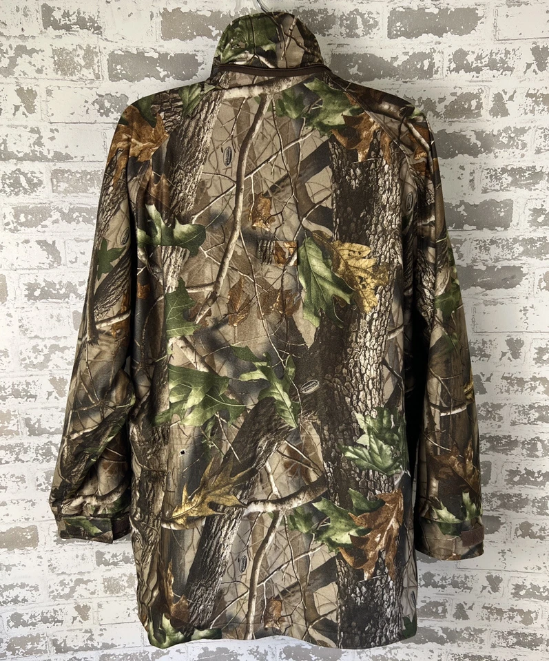 Abrigo de caza forrado de vellón de lona pesada madera dura árbol real paredes talla L rasgaduras altas Foto 3 de 4