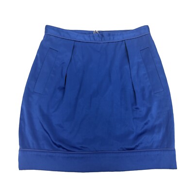 CLUB MONACO Satin Pencil Skirt 2 Royal Blue Mini Party Dressy EUC B75
