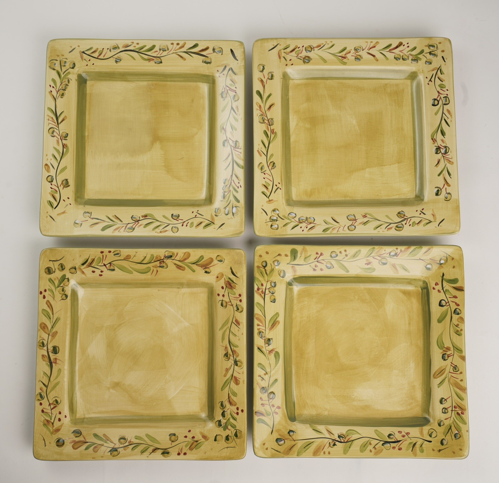 Pier 1 Imports Carynthum Square Salad Plate - Floral On Cream Design, Earthenware, 8.75"