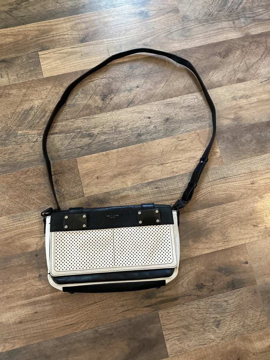 Rag Bone Goop Pilot Clutch Black White Trim Crossbody Used