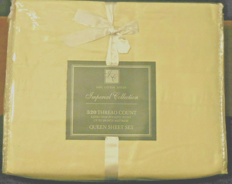 Juego de sábanas Fortunoff Imperial 320 hilos de satén de algodón 4 piezas Queen - crema Foto 2 de 4