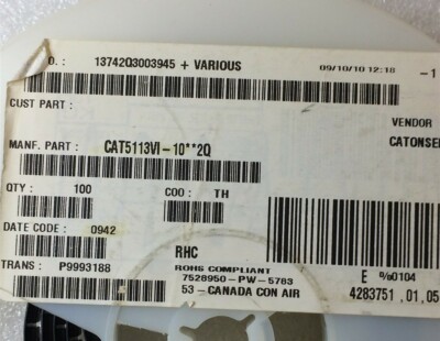 CAT5113VI-10 CATALYST IC DGTL POT 10KOHM 100TAP 8SOIC SMD ROHS 6 PIECES