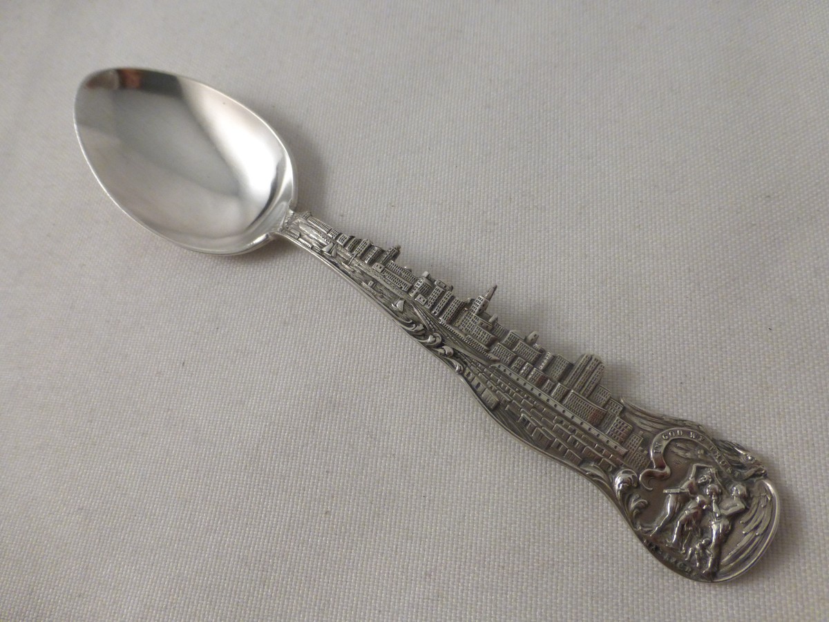 スプーン ニューヨーク シカゴ スーヴェニア シルバー sterling Chicago, Illinois Sterling Souvenir Spoon - 5-3/4