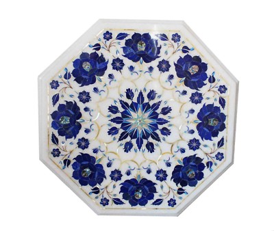 12'' Marble Lapis Lazuli Table Semi Precious Stone Pietra Dura Art Home Decor
