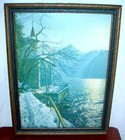 WILLIAM TELL CHAPEL LAKE LUCERNE ANTIQUE FRAMED PRINT