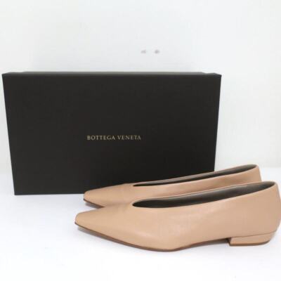 Bottega Veneta Almond Ballet Flats Cipria Beige Leather Size 38 