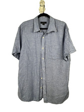 Banana Republic Men's Linen Standard Fit Shirt in Comet Blue Size XL Coastal