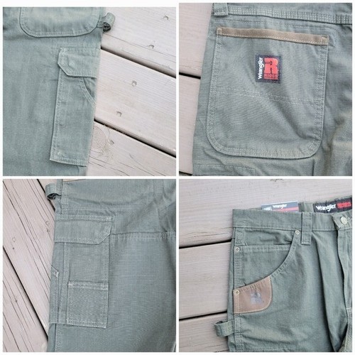 Pantalones Ranger Wrangler RIGGS Ropa de Trabajo Carpintero Ripstop Algodón Lona Verde 32x32 - Imagen 5 de 8
