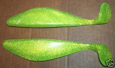 9" Shad Paddle Tail Swimbait great for Umbrella Rig 6 Count Bag Chartreuse Shine