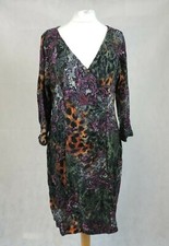 kaleidoscope Side Ruched Printed Velour Dress UK 16 LN111 CC 12