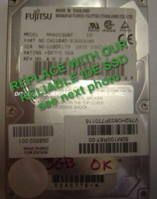 4GB IDE SSD Replace Worn Out MHA2032AT Hard Drive with 2.5'' 44 PIN CF SSD Card