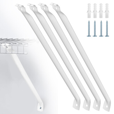 4 PCS 16in Wire Shelf Support Brackets for 12in Deep Closet Shelving with Screws