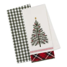 Design Imports DII O Tannenbaum Christmas Tree Holiday Dishtowel Set of 2 NWT