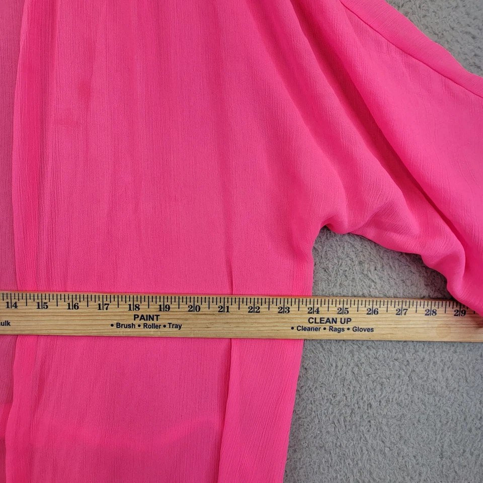 No Boundaries Women’s Sheer Cardigan Duster S/M Juniors Hot Pink Cover Up - Image 4 of 4