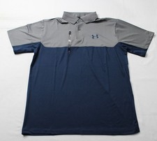 Under Armour Men's Performance Golf 2.0 Colorblock Polo EH6 Gray/Blue Medium NWT