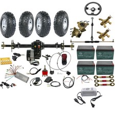 34" Rear Axle Full Kit 48V 1000W Motor Differential 6" Wheels Go karting e-Trike
