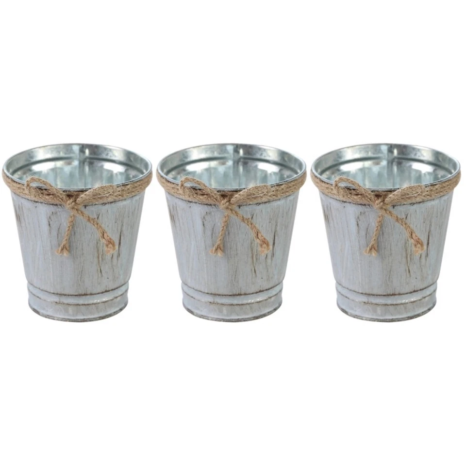  3 Count Blumentopf Hängend Metall Übertopf Vintage Metallblumenvase - Bild 4 von 4