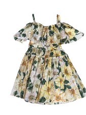 Dolce & Gabbana Yellow Floral Cotton Tiered Midi Dress IT 44