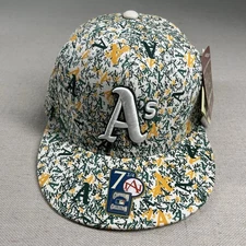Vintage American Needle A's Hat Fitted 7 3/4 All Over Print Logo MLB Athletics