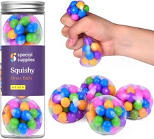 Stress Relief Squishy Balls Sensory Toy Set for Kids Adults 4pcs