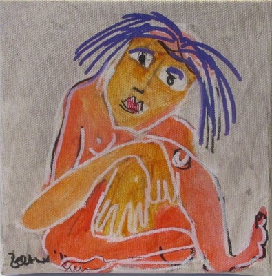 Frauenportrait expressiv Acryl/LW 15x15 Malerei Unikat  Bild original Künstlerin