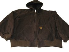 Vintage Carhartt Men's Thermal Lined Hooded Canvas Jacket XL J168 DKB