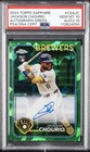 2024 TOPPS CHROME SAPPHIRE GREEN JACKSON CHOURIO ROOKIE /99 PSA 10 DNA AUTO 10