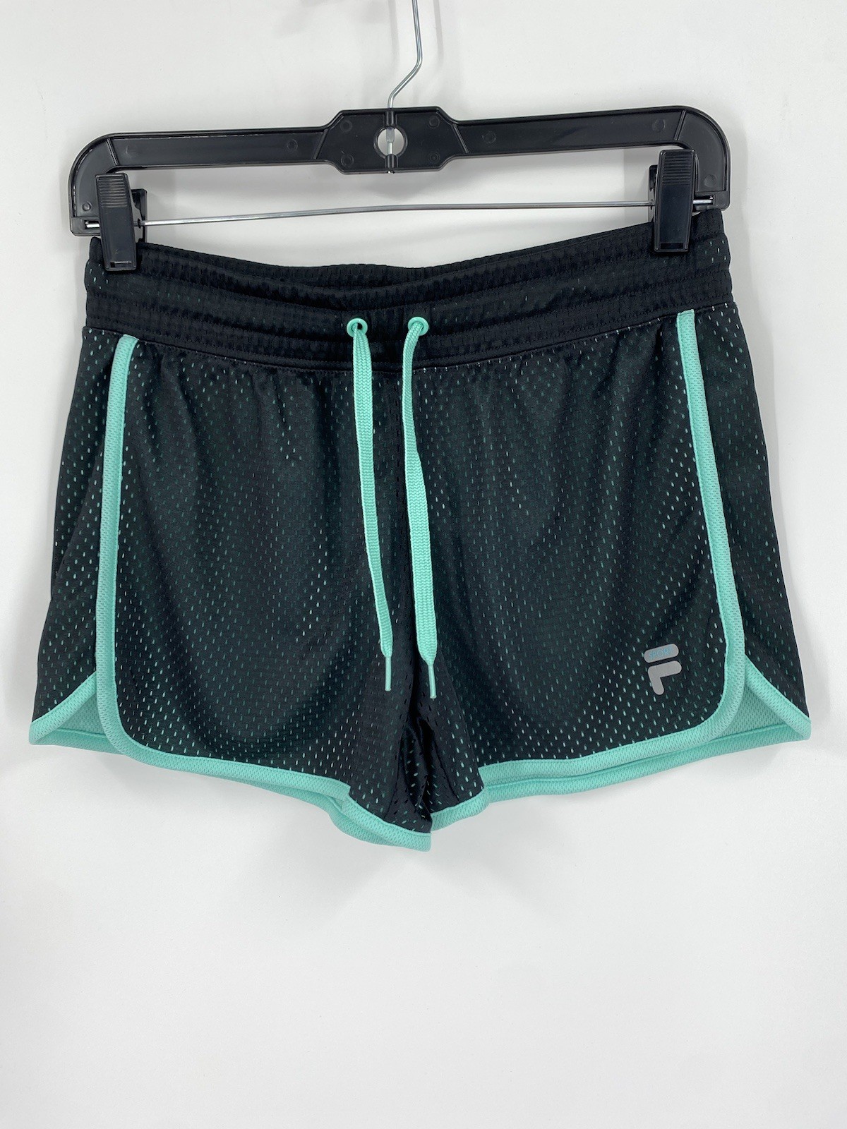 Pantaloncini sportivi Fila neri e verdi con rete traspirante taglia XS ��